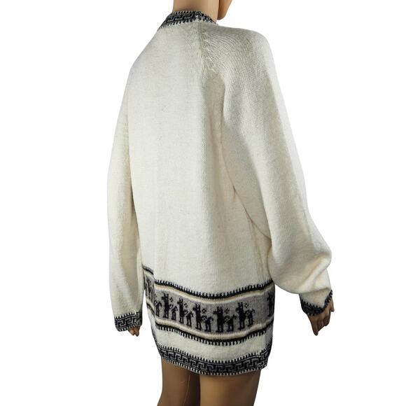 Cream PERU ALPACA Handknit Pullover Tunic Sweater Alpaca Wool Design Size Medium - Picture 6 of 9